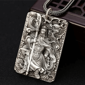 Pendentif Guanyu en Argent Sterling S925 | Le Dieu de la Guerre Protecteur