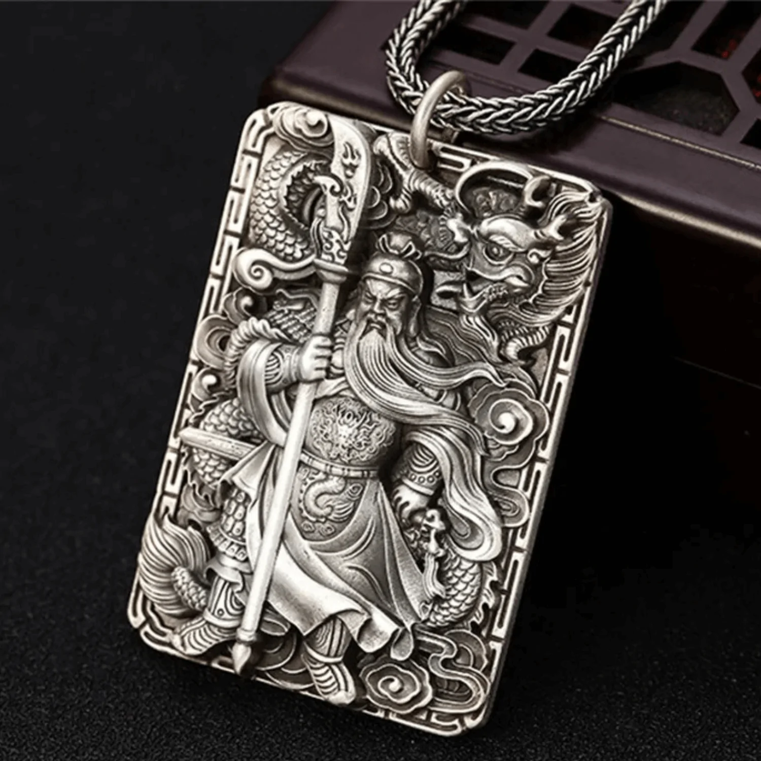 Pendentif Guanyu en Argent Sterling S925 | Le Dieu de la Guerre Protecteur