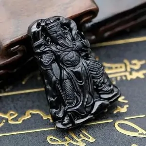 Pendentif Guanyu obsidienne noire – Protection & puissance