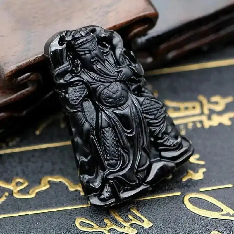 Pendentif Guanyu obsidienne noire – Protection & puissance