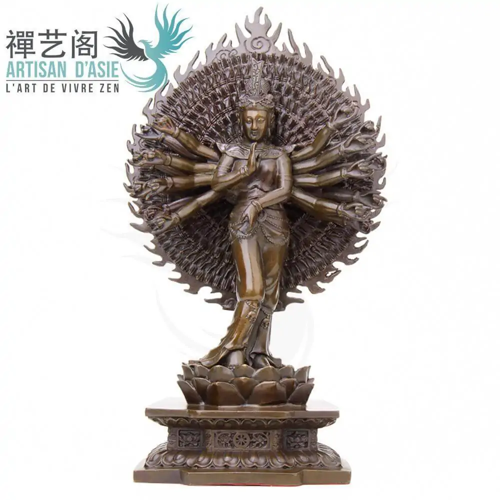 Statue Bouddha Avalokiteshvara en cuivre
