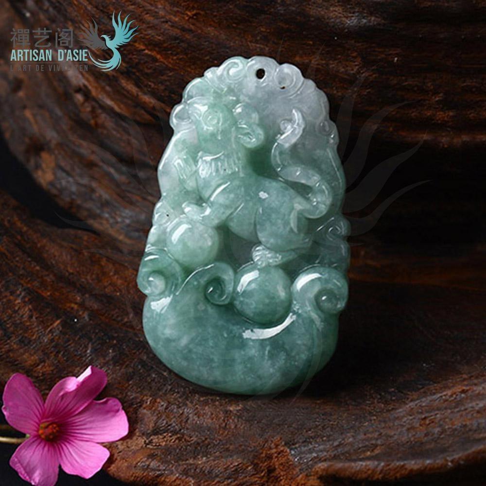 Pendentif signe du zodiaque Chinoise en Jade verte