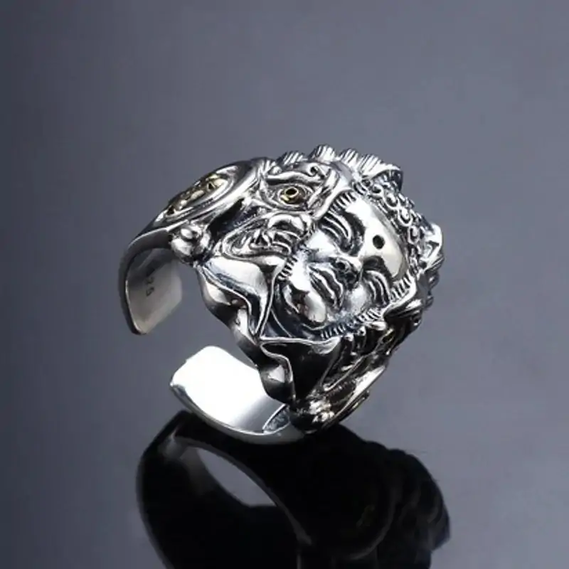 bagues bague gravee tete de bouddha et mara argent 925