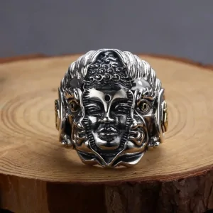 bagues bague gravee tete de bouddha et mara argent 925