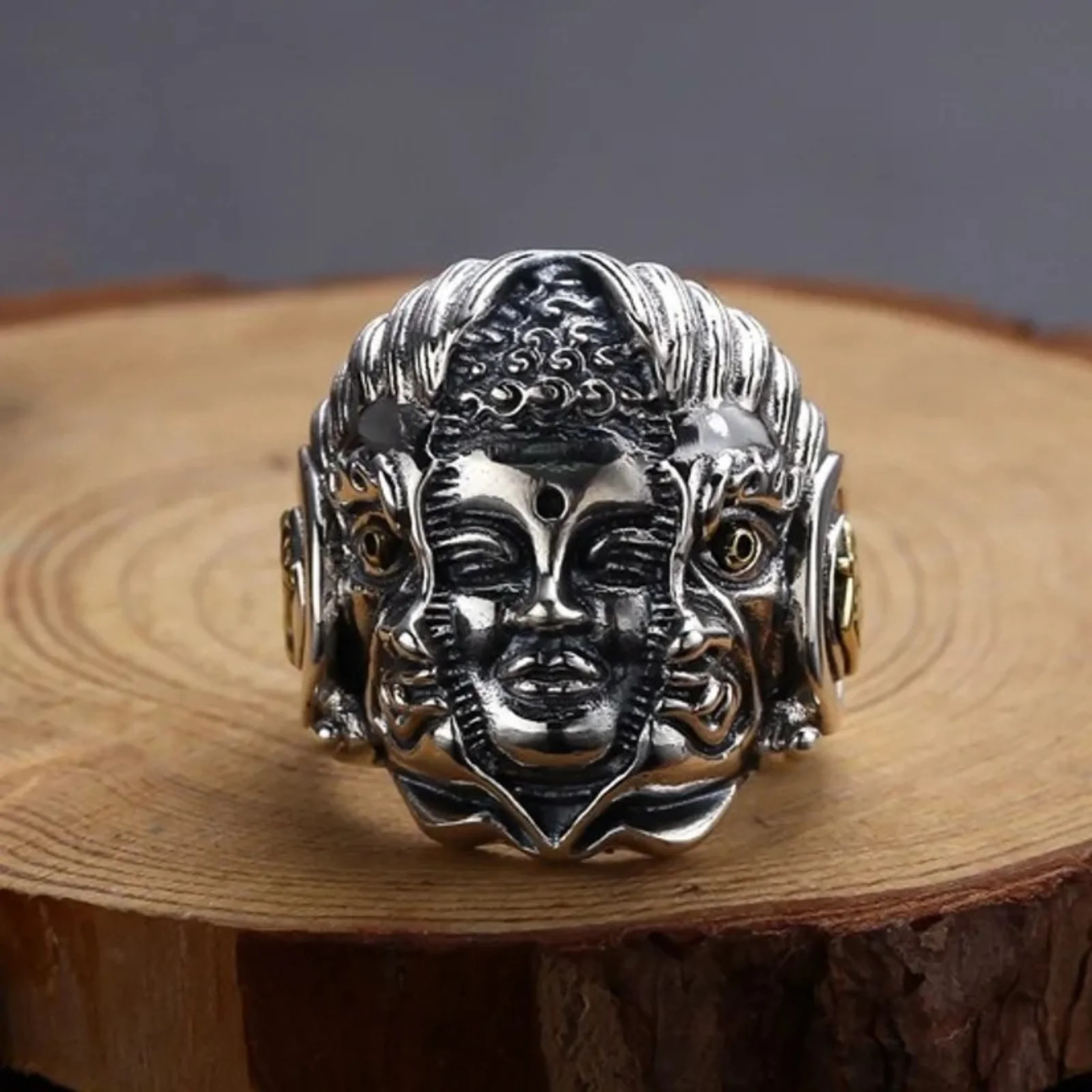 bagues bague gravee tete de bouddha et mara argent 925
