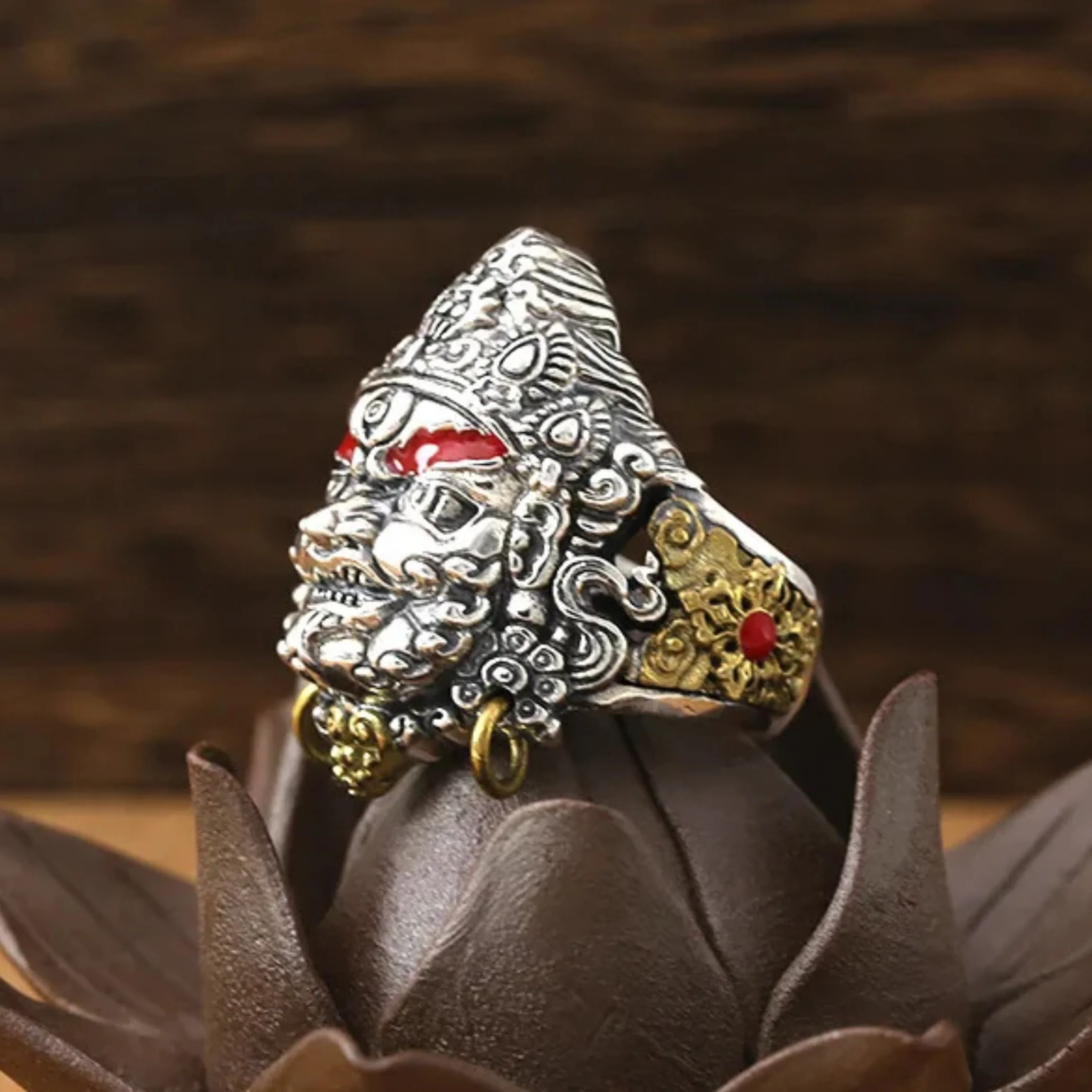 bagues bague jambhala jaune argent 925 et laiton jerin