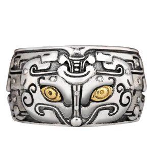 bagues s 31 44mm bague taotie argent 925 et cuivre jer