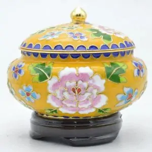 boites coffrets chinois jaune boite chinoise cloisonne