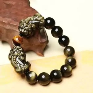 bracelets malas bracelet mala avec pixiu obsidienne do