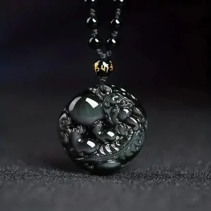 chakras reiki pendentif feng shui pixiu obsidienne noi