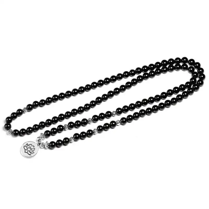 colliers malas collier mala 108 perles tourmaline noir