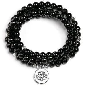 colliers malas collier mala 108 perles tourmaline noir