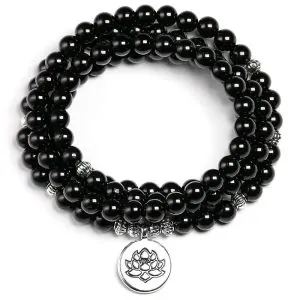 colliers malas collier mala 108 perles tourmaline noir