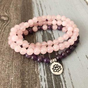 colliers malas lotus collier mala amethyste et quartz