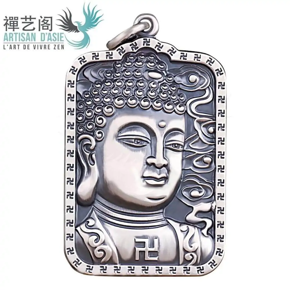 pendentifs amulettes pendentif bouddha amitabha argent