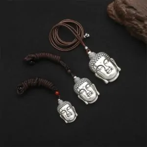 pendentifs amulettes pendentif bouddha amitabha argent