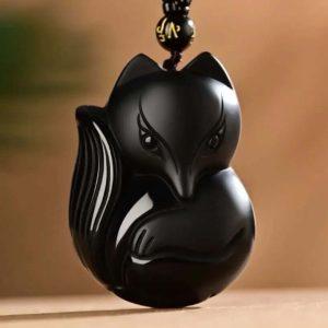 pendentifs amulettes pendentif feng shui renard obsidi