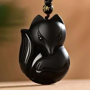 pendentifs amulettes pendentif feng shui renard obsidi