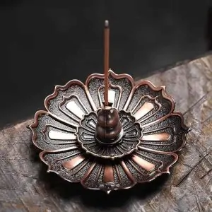 Lotus Alloy Incense Holder – Zen Elegance
