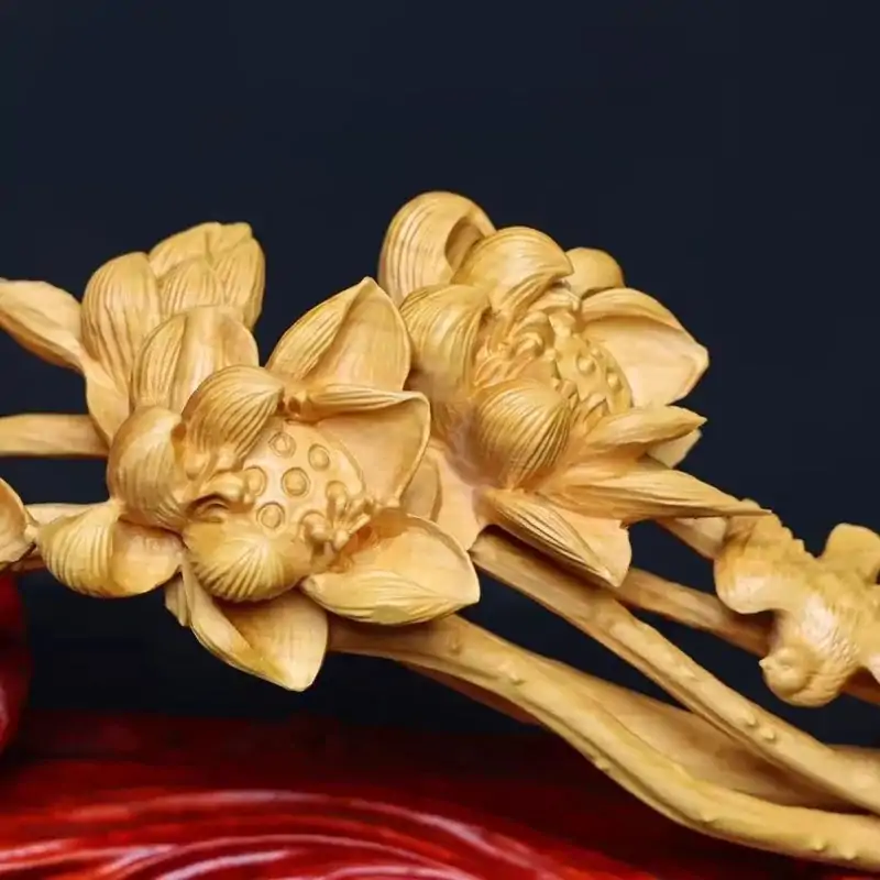 ruyi ruyi lotus de bonne fortune sculpte bois de buis