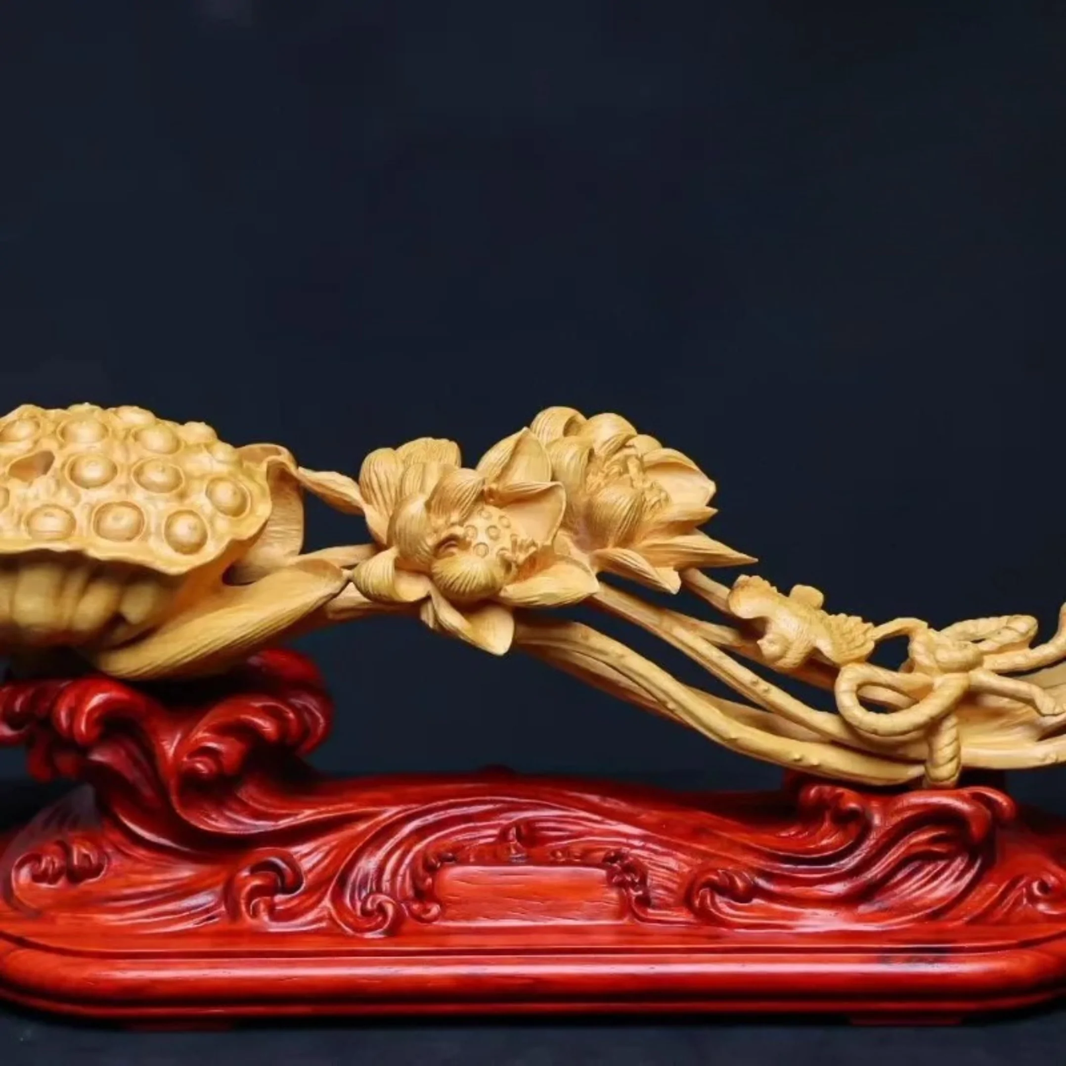 ruyi ruyi lotus de bonne fortune sculpte bois de buis