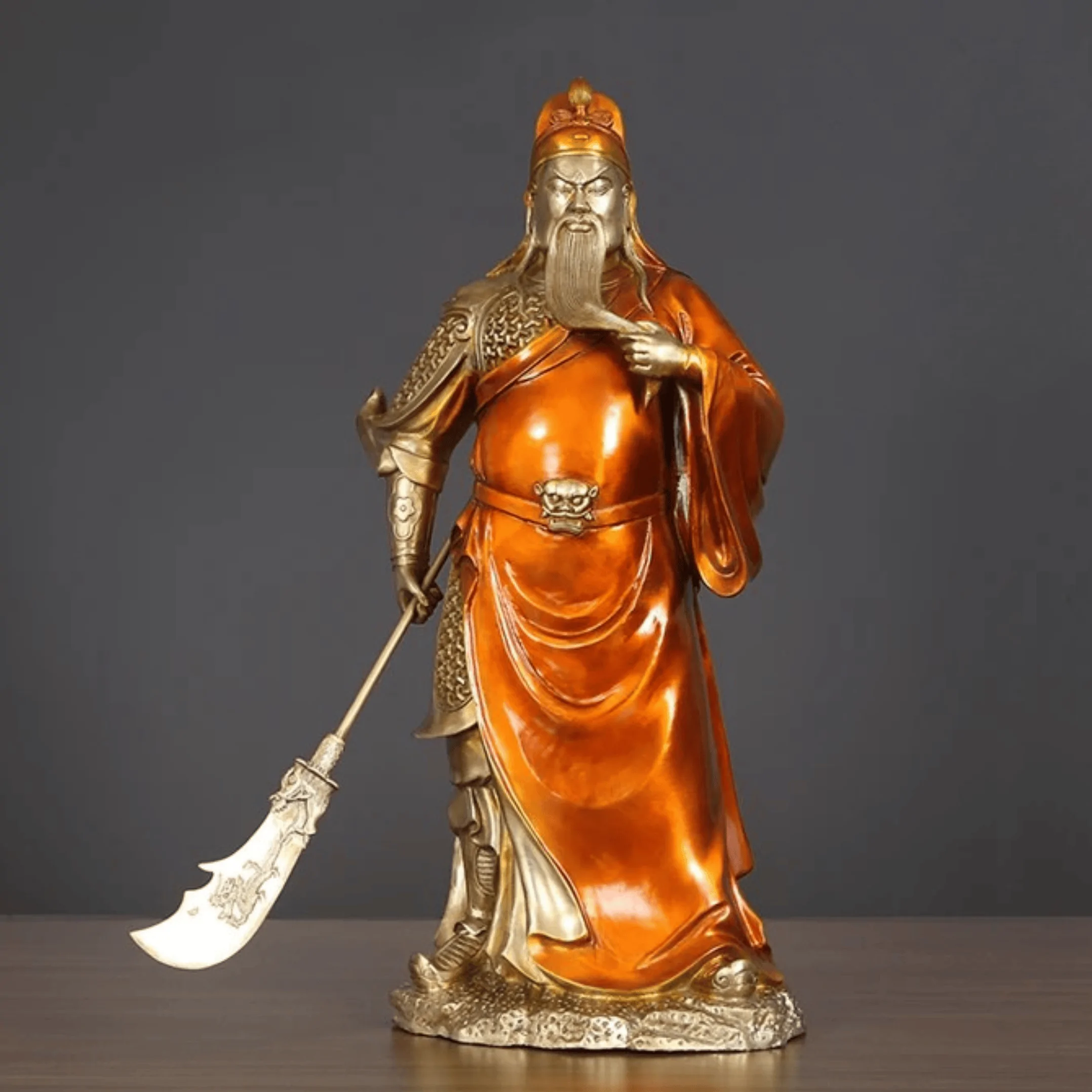 statues asiatiques statue de guerrier guanyu laiton pe