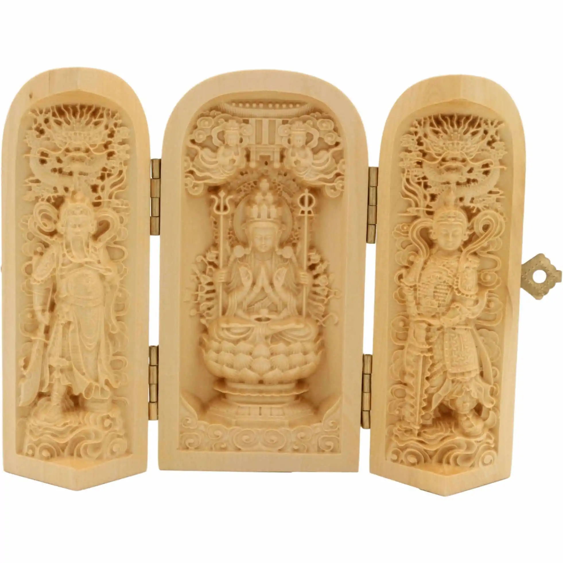 statues bouddha coffret de 3 statuettes artisanales bo