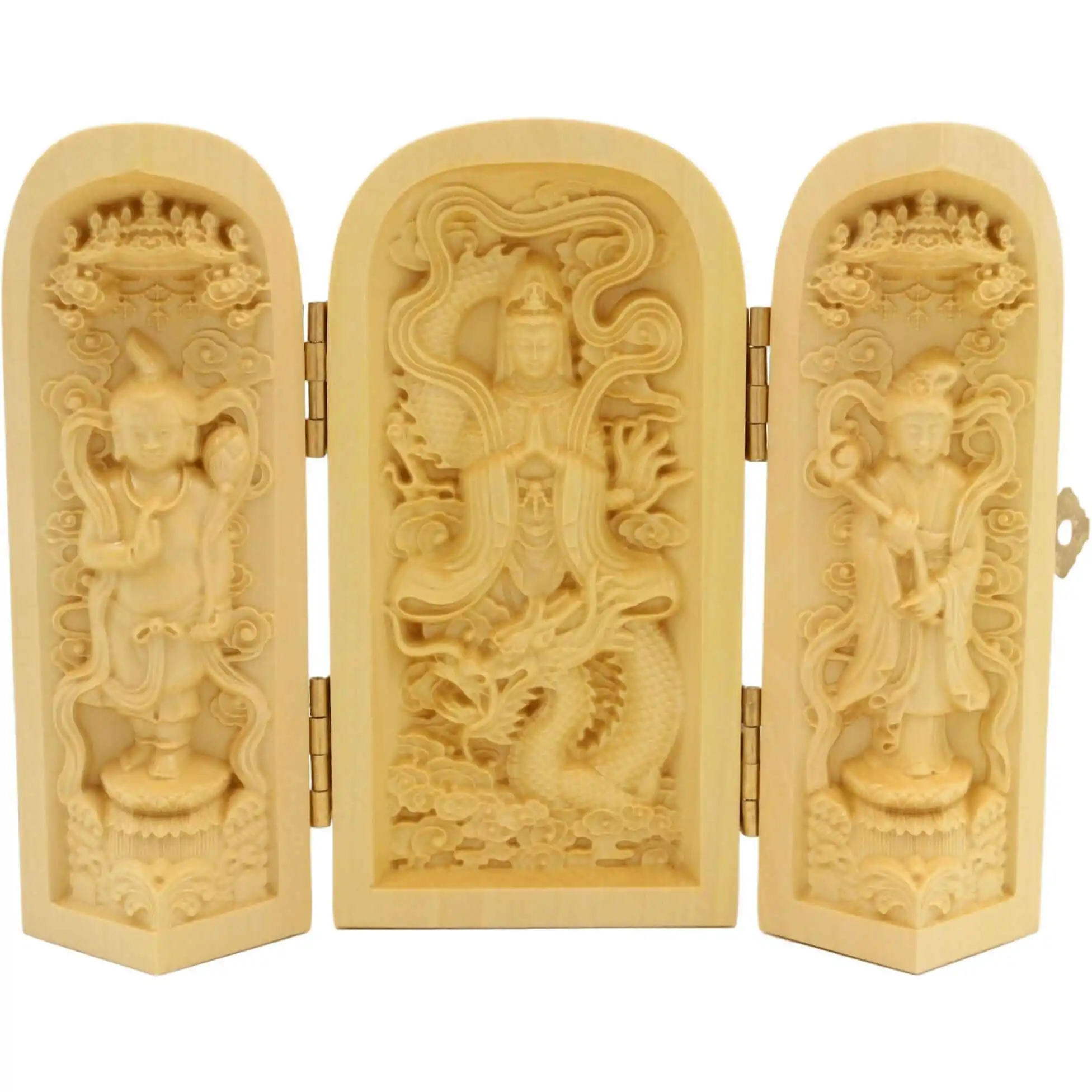 statues bouddha coffret de 3 statuettes artisanales bo