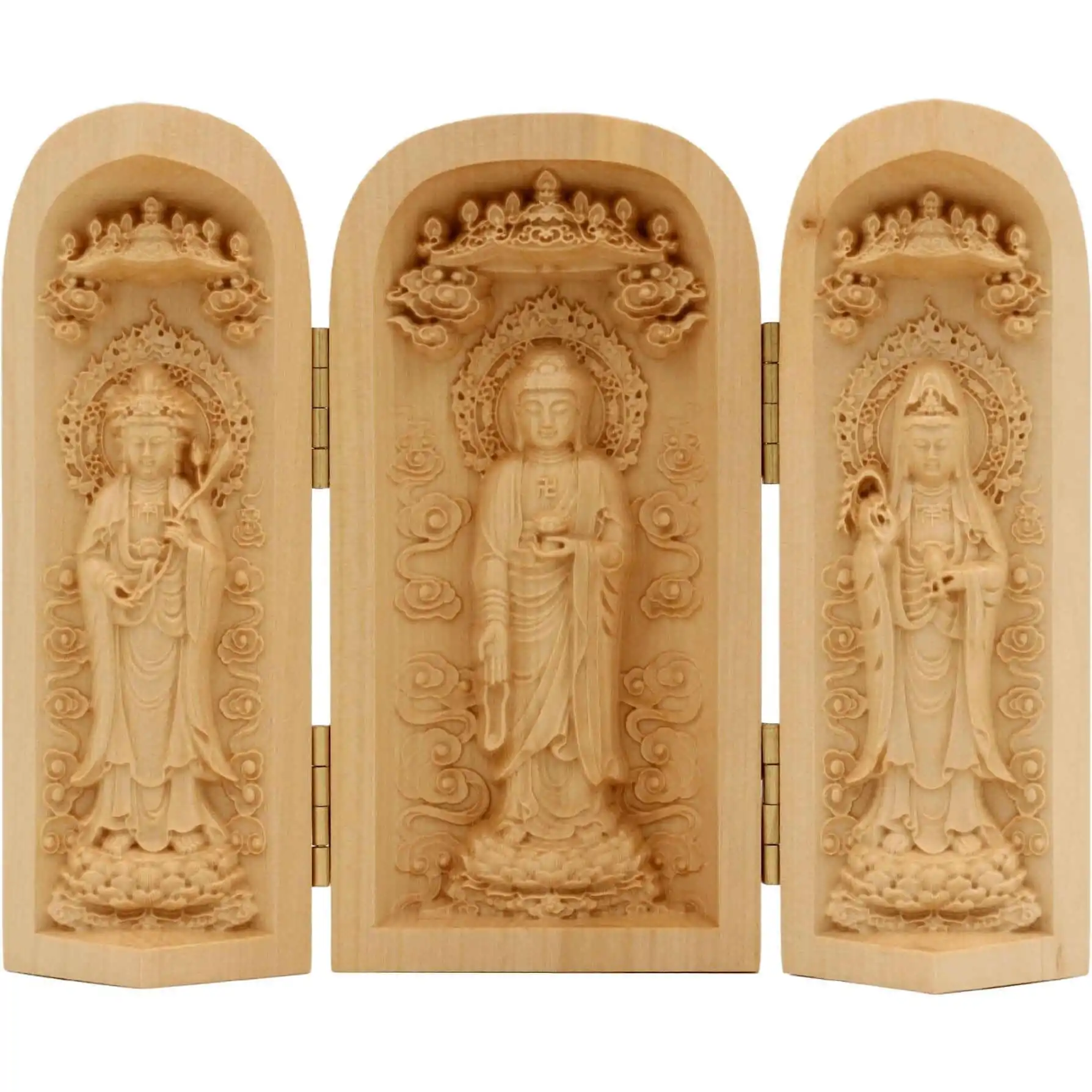 statues bouddha coffret de 3 statuettes artisanales bo