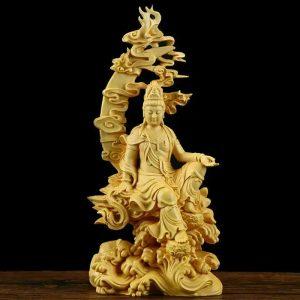 statues bouddha statue bodhisattva guanyin assis bois