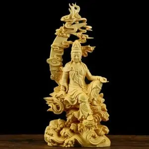 statues bouddha statue bodhisattva guanyin assis bois
