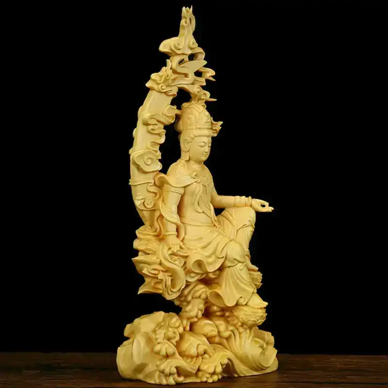 statues bouddha statue bodhisattva guanyin assis bois