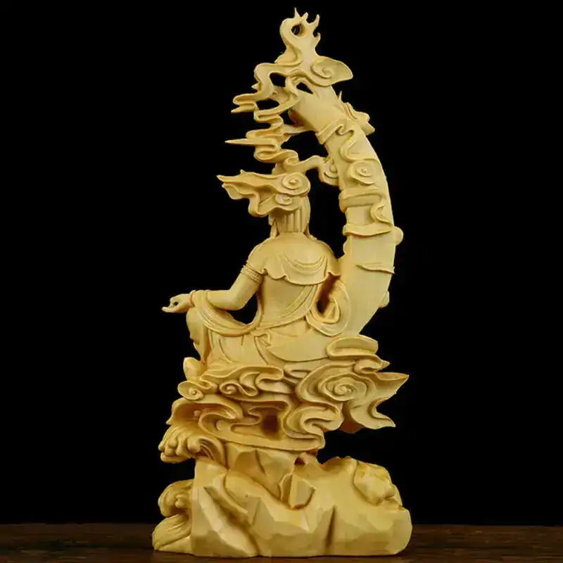 statues bouddha statue bodhisattva guanyin assis bois