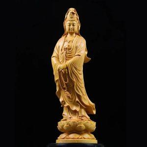 statues bouddha statue bodhisattva guanyin debout bois