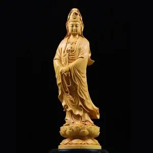 statues bouddha statue bodhisattva guanyin debout bois