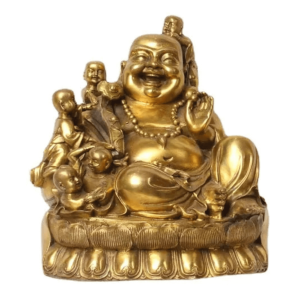 Statue Bouddha rieur Maitreya en cuivre
