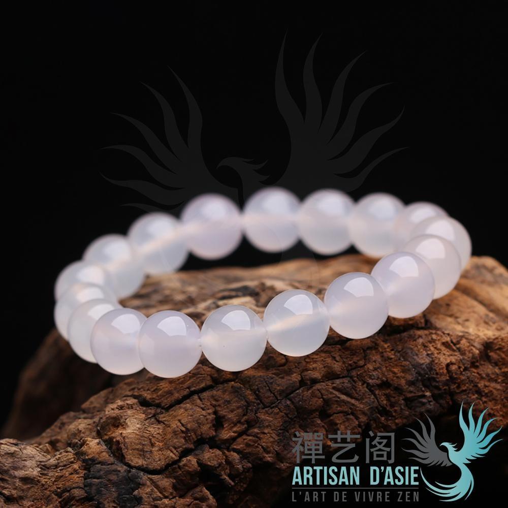bracelet mala en jade blanche