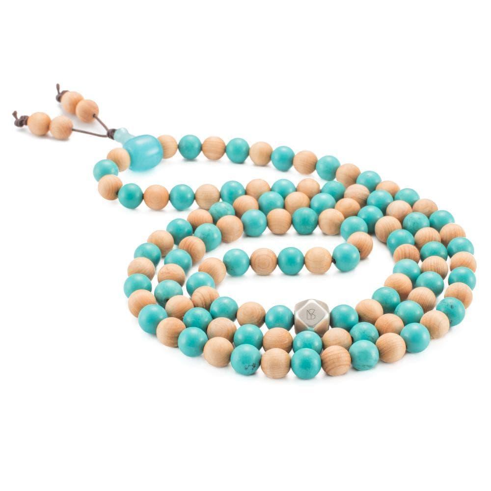 COLLIER MALA TURQUOISE ET BOIS DE CÈDRE LYS