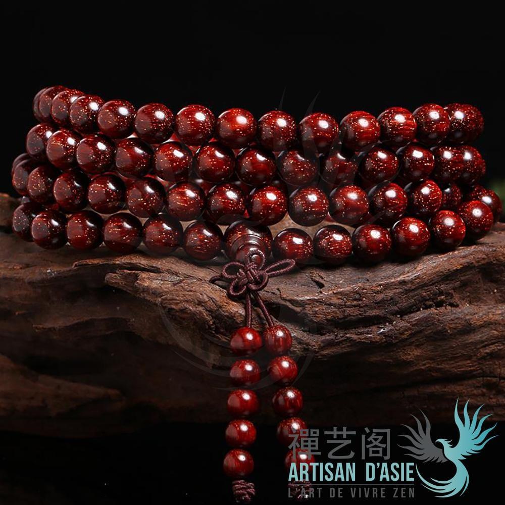 COLLIER MALA EN BOIS DE SANTAL ROUGE PREMIUM