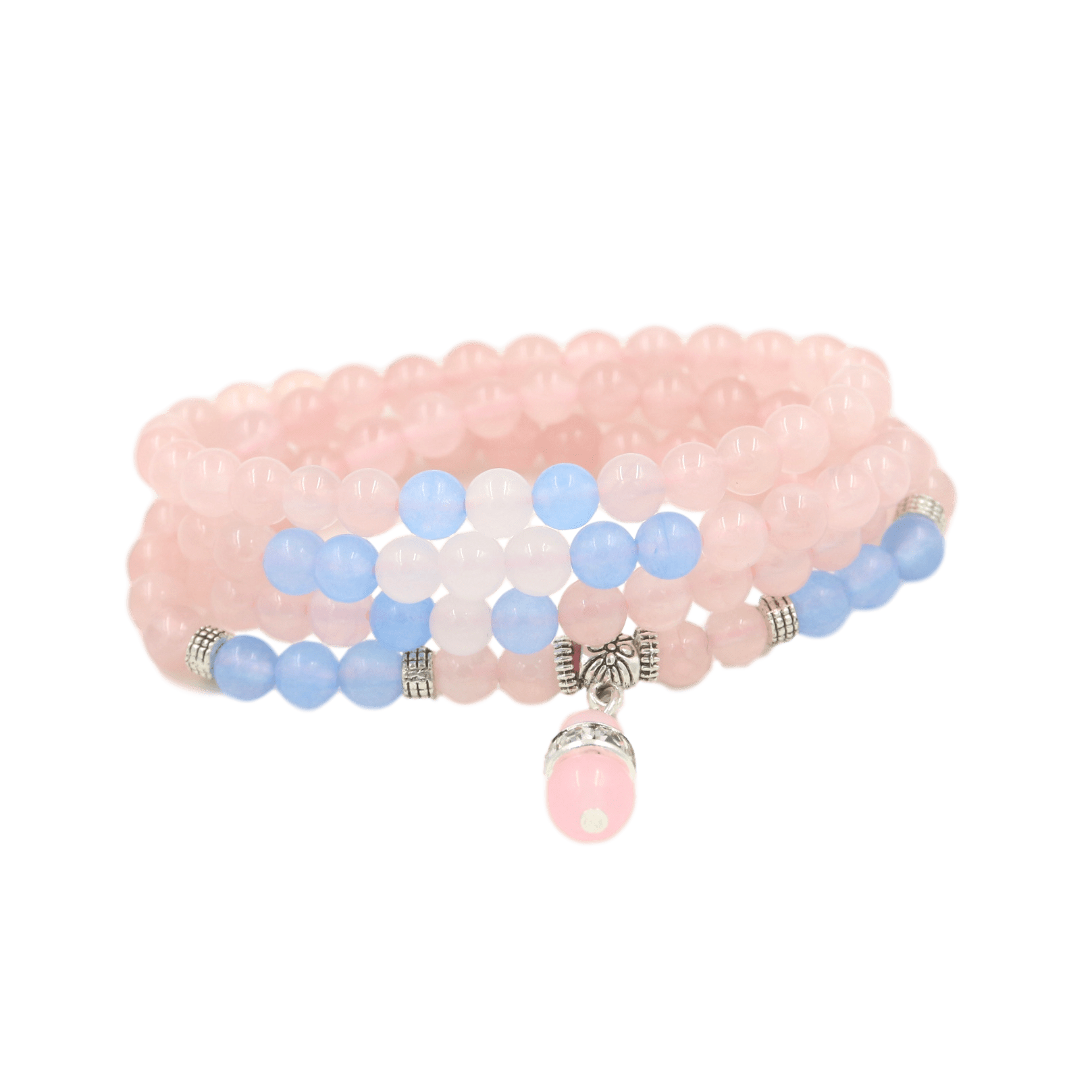 COLLIER MALA EN CRISTAL DE ROCHE ET ARGENT