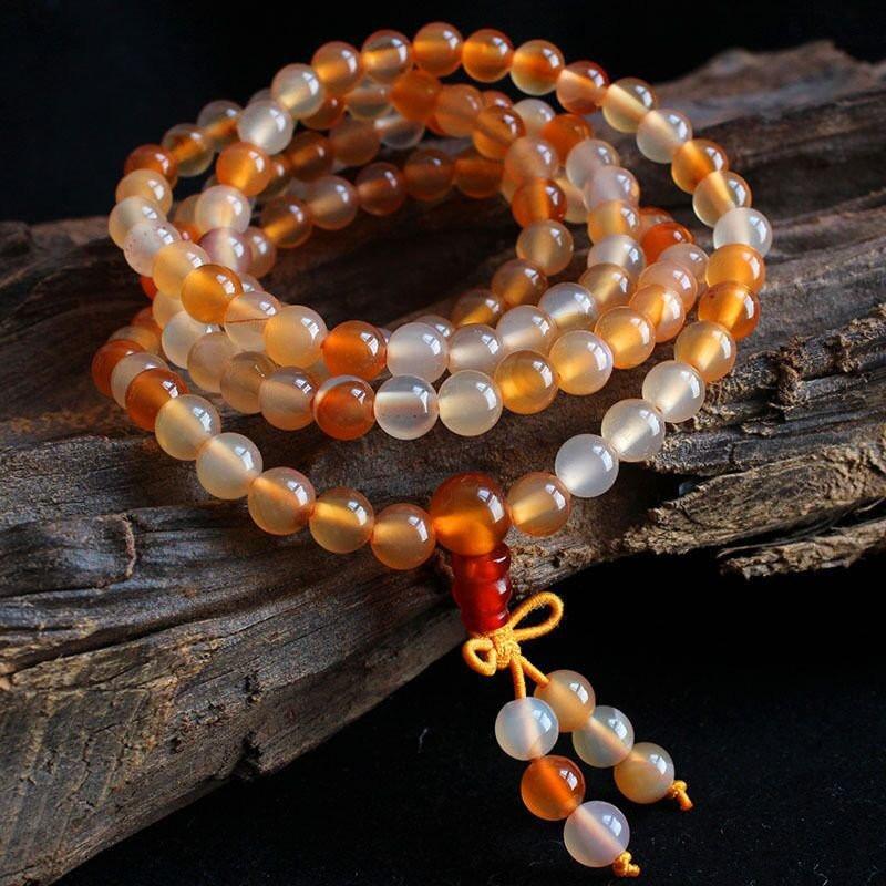 Mala tibétain artisanal en perles de grenat