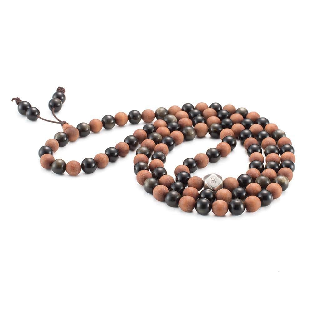 COLLIER MALA OBSIDIENNE ET BOIS DE SANTAL LYS