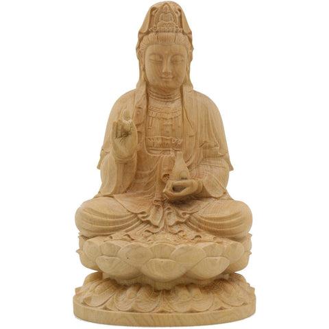 Statuette Bodhisattva - Bois de Pin - Guanyin