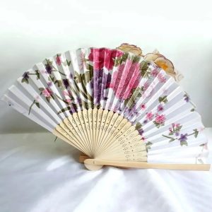 Éventail chinois pliant – Jardin de Pivoines Blanches