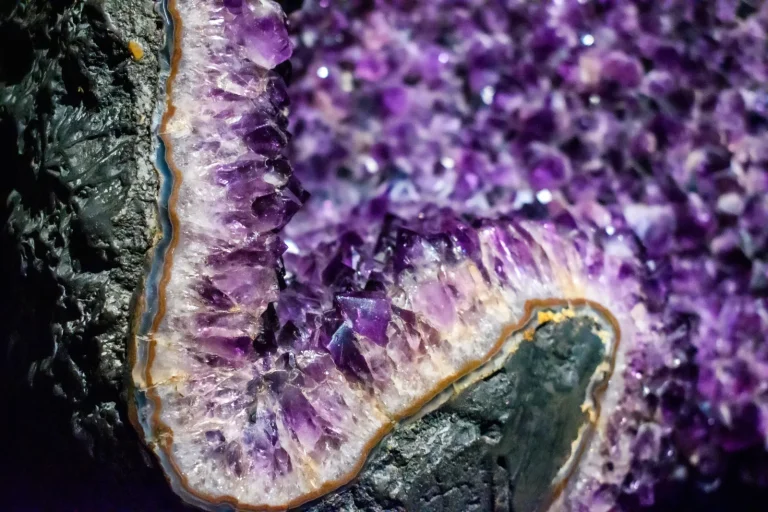 Amethyst crystal cluster — deep violet quartz formation, natural mineral specimen
