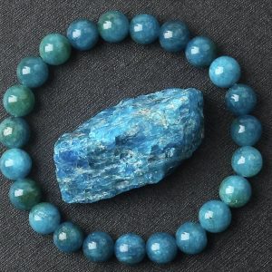 Bracelet Mala en Apatite Bleue Naturelle – Clarté & Discernement