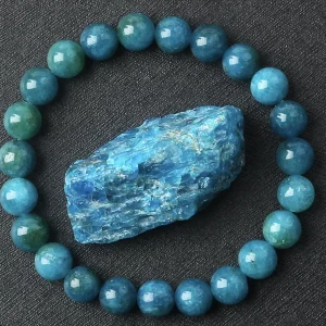 Bracelet Mala en Apatite Bleue Naturelle – Clarté & Discernement