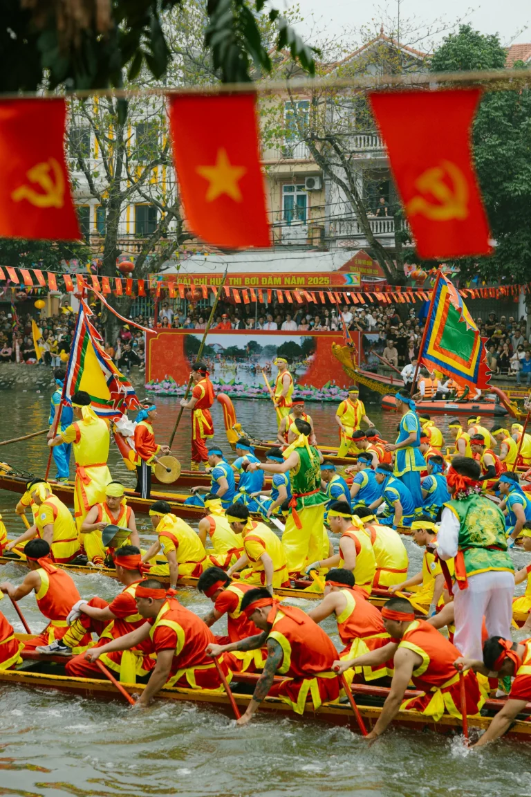 Dragon boat race on the river during Duanwu festival, Chinese tradition