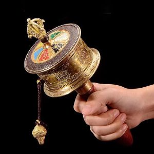 Engraved Copper Tibetan Prayer Wheel Send your intentions into the universe with