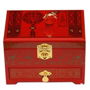 Hand-Painted Lacquered Wood Chinese Jewelry Box
